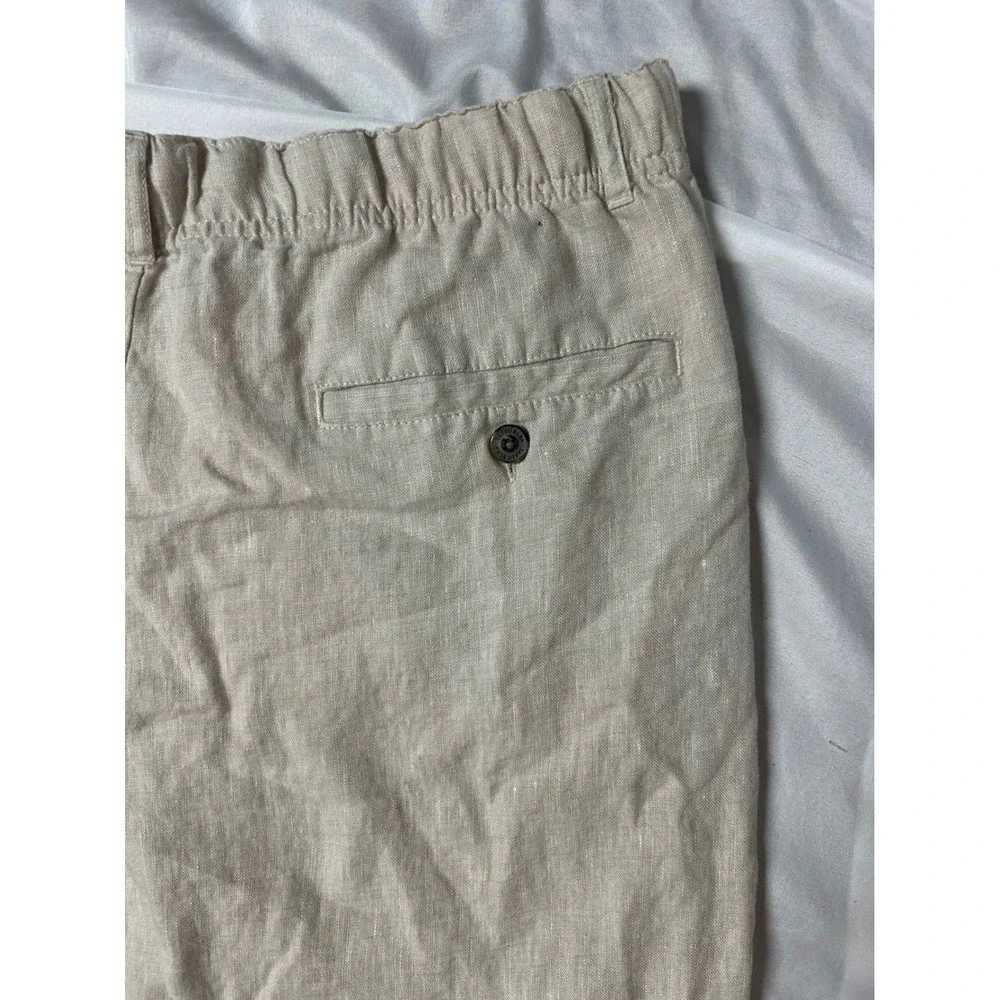 Tasso Elba Island Mens Linen Drawstring Pants Oatmeal Beige XL Tropical Summer
